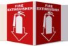 Sign, Fire Extinguisher Arrow, 3D, 5 x 5 x 6 in.