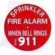 Sign, Sprinkler Fire Alarm, 7 in. Diameter